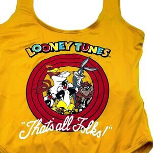 LOONEY TUNES | Women's Medium Vintage That's All Folks Graphic 1‎ Piece Swimsuit